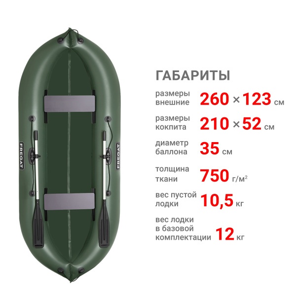М-2 У (260 см) Лодка (зеленая 2453) М-2 У (260 см) Лодка (зеленая 2453)