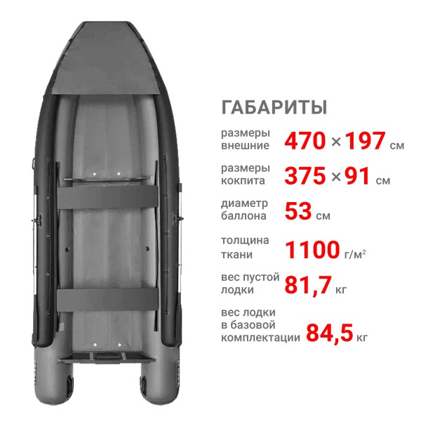 470 фм джет/л/с Лодка  (серый 112072)